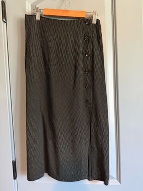 Volcom Black Microdot Button-Front Midi Skirt XS